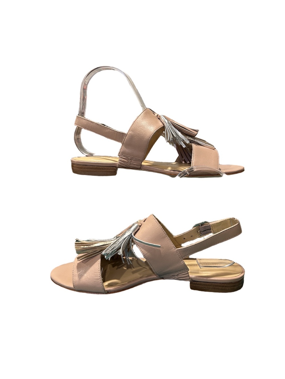 NWT Poppy Barley Women’s Beige Tassel Slingback Sandals Size 6 - Picture 2 of 5